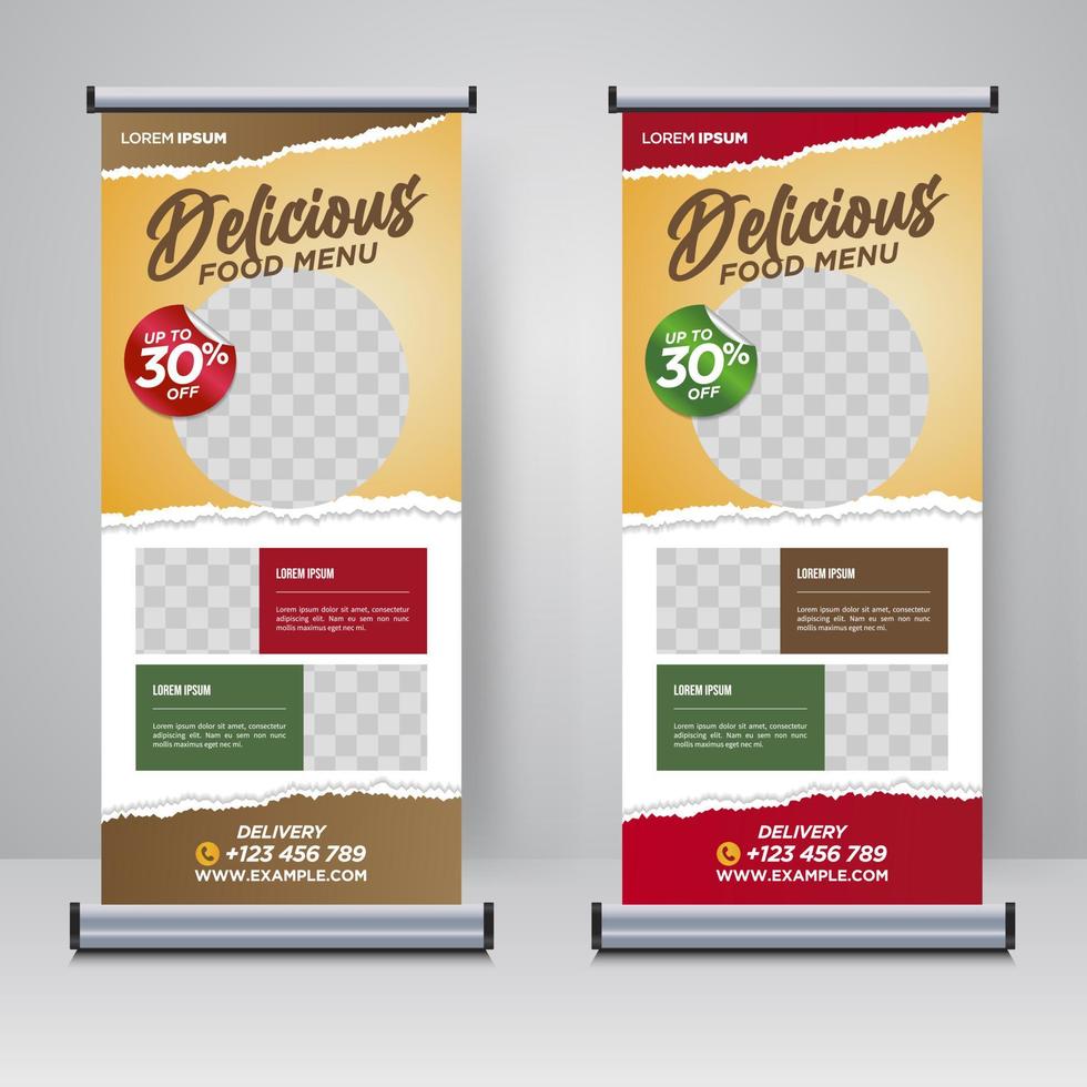 Food and Restaurant roll up banner design template vector