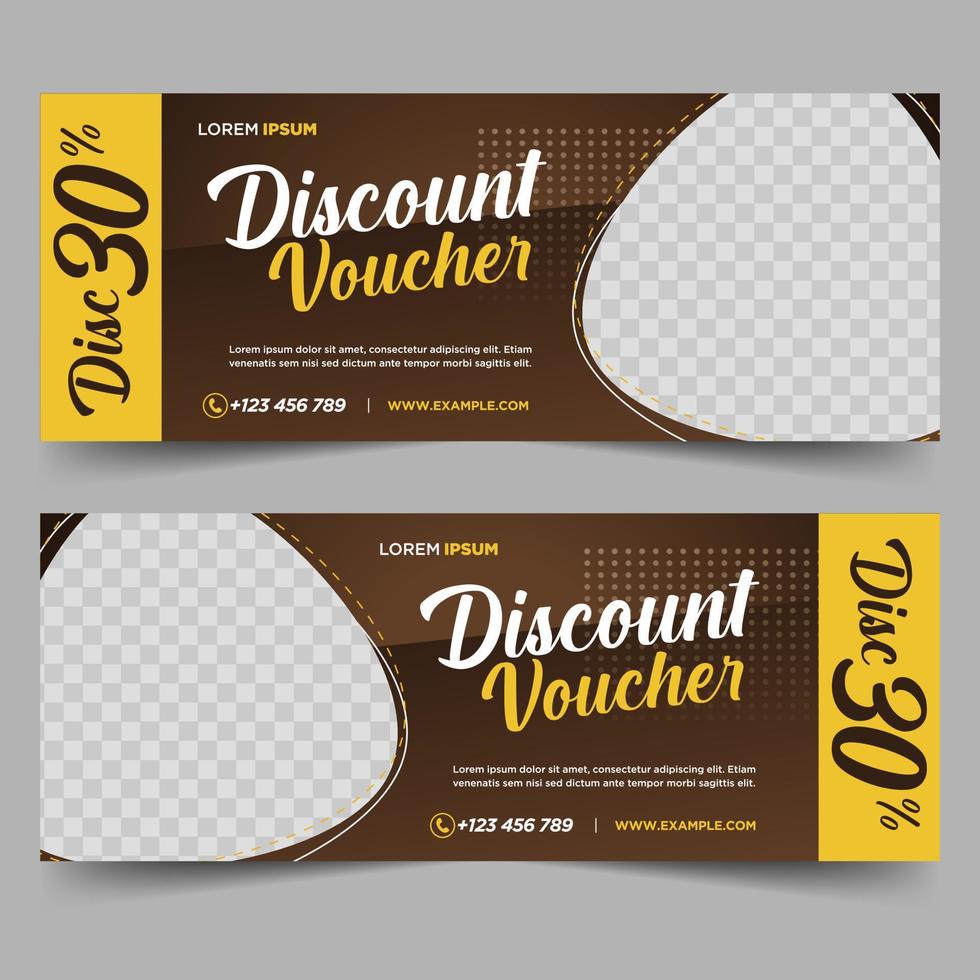 Coffee gift voucher, discount design template vector