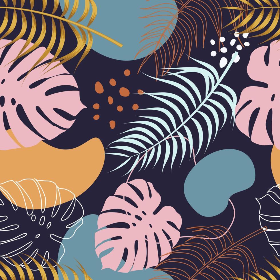 Abstract Floral seamless pattern with leaves. tropical background ...