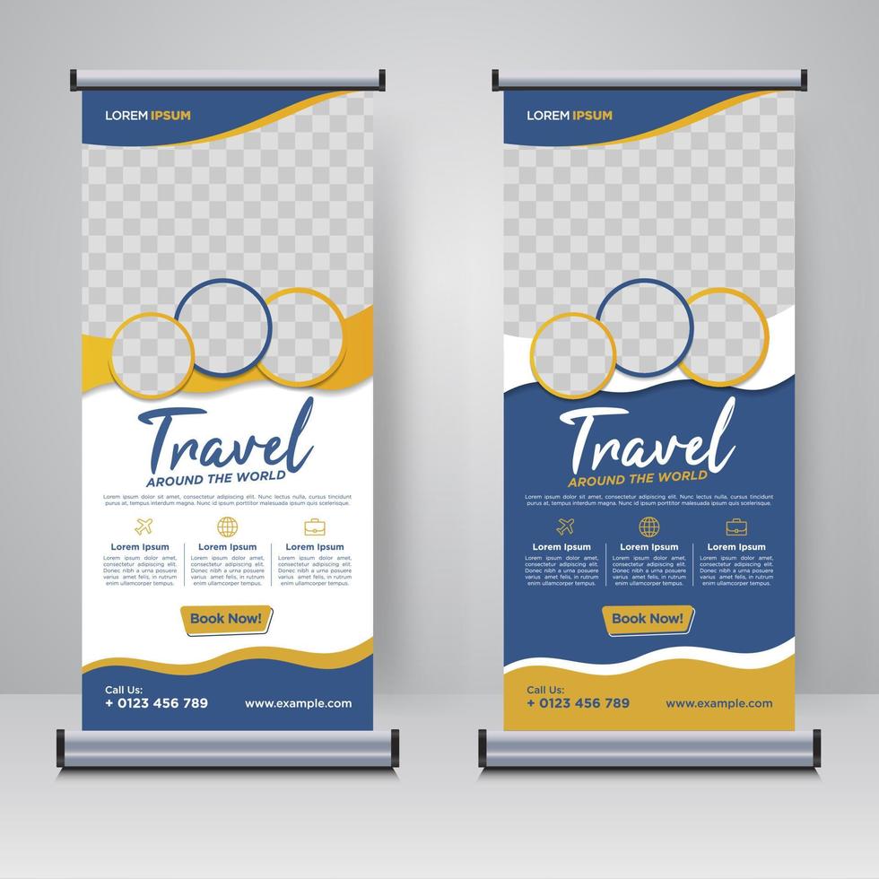 Tour and Travel rollup or X banner design template vector