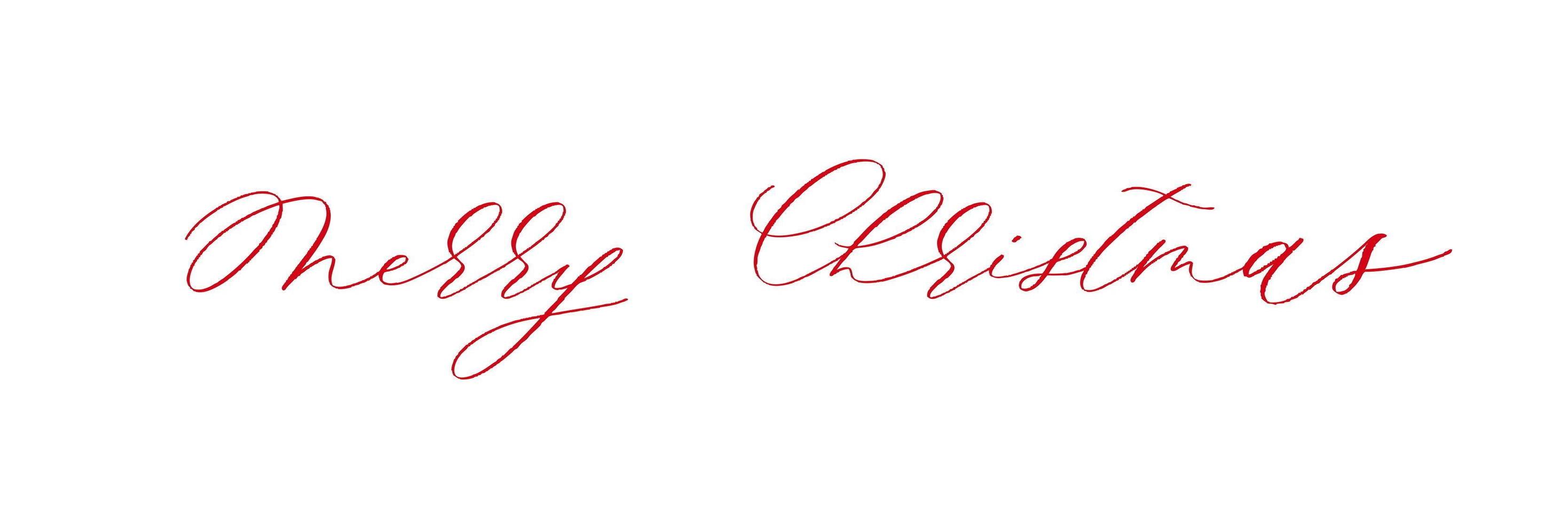 Merry christmas red hand lettering inscription for winter holiday design, calligraphy vector. vector