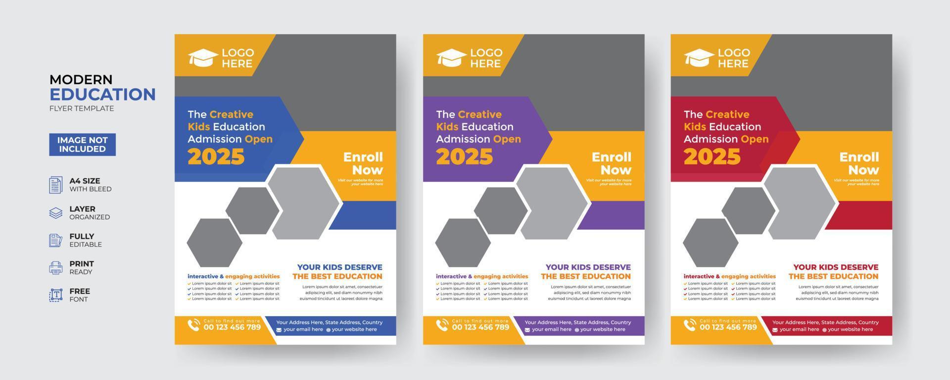 Creative and modern education admission flyer template vector