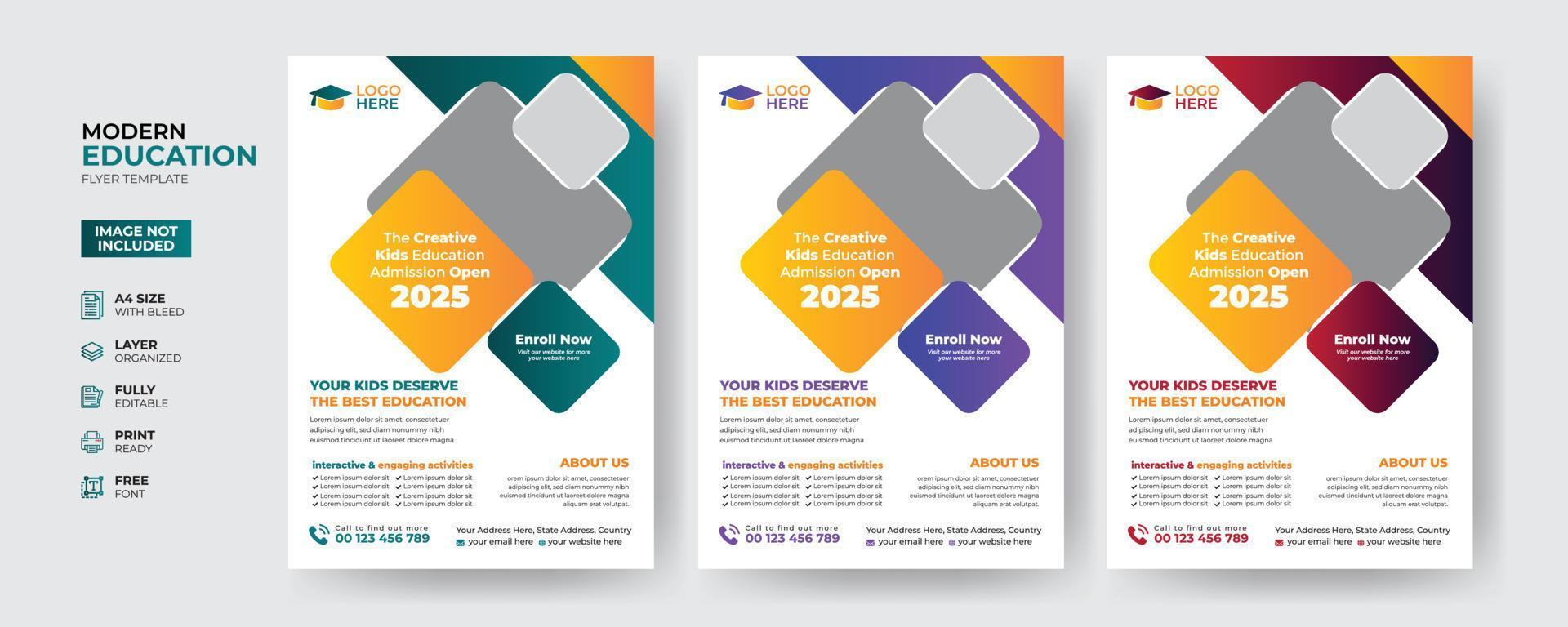 Creative and modern education admission flyer template vector