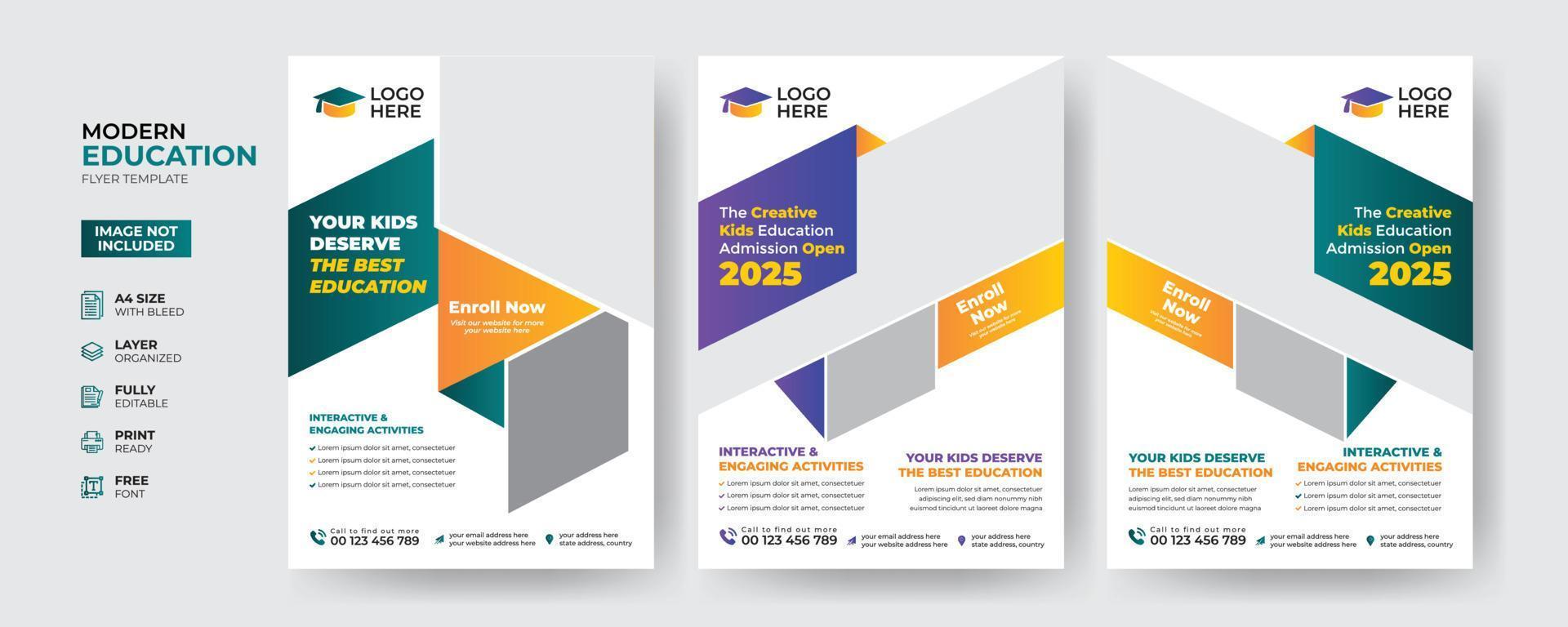 Creative and modern education admission flyer template vector