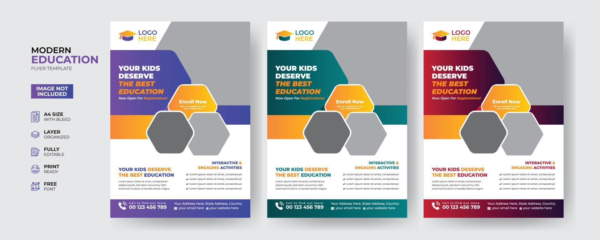 Creative and modern education admission flyer template vector