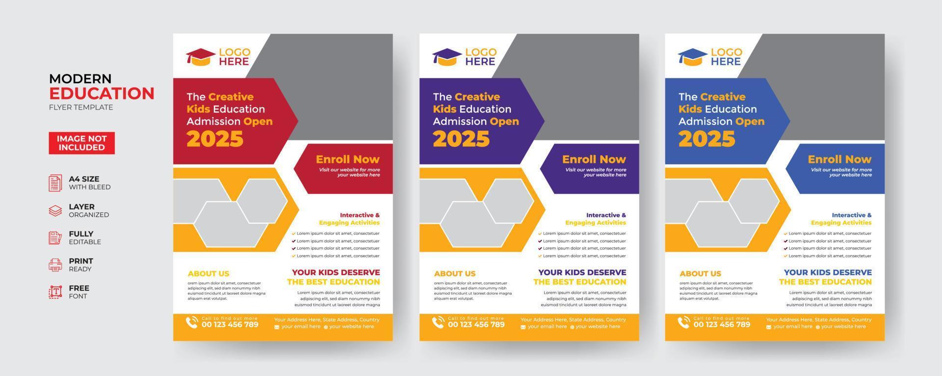 Creative and modern education admission flyer template vector