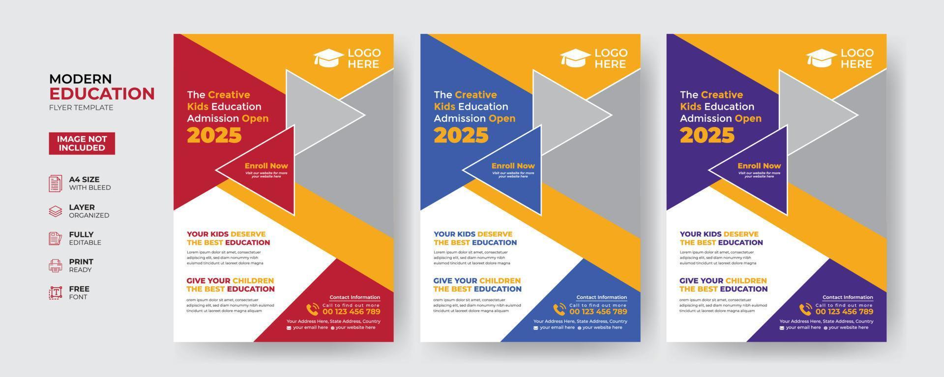 Creative and modern education admission flyer template vector