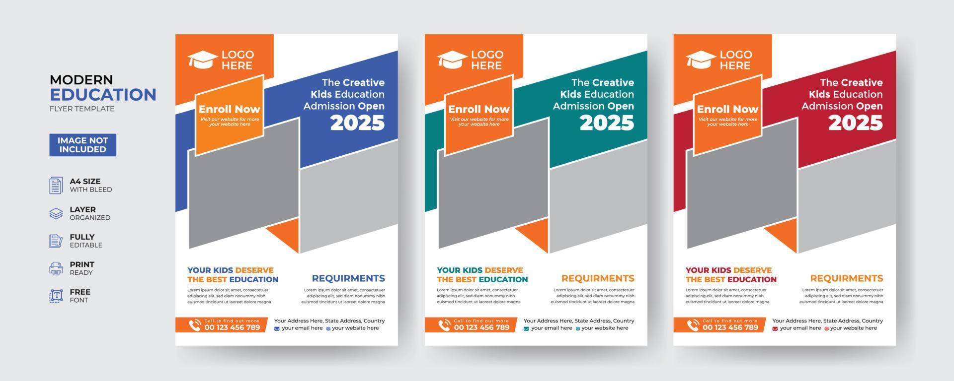 Creative and modern education admission flyer template vector