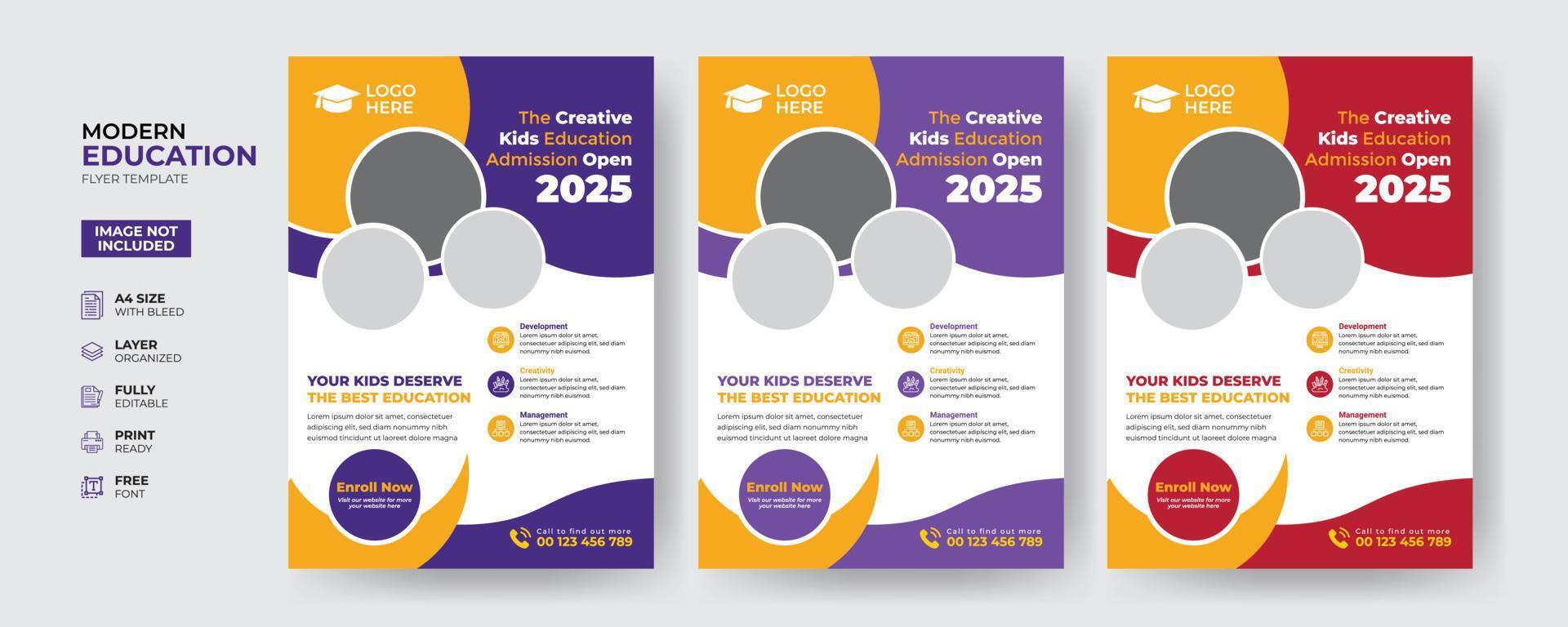 Creative and modern education admission flyer template vector