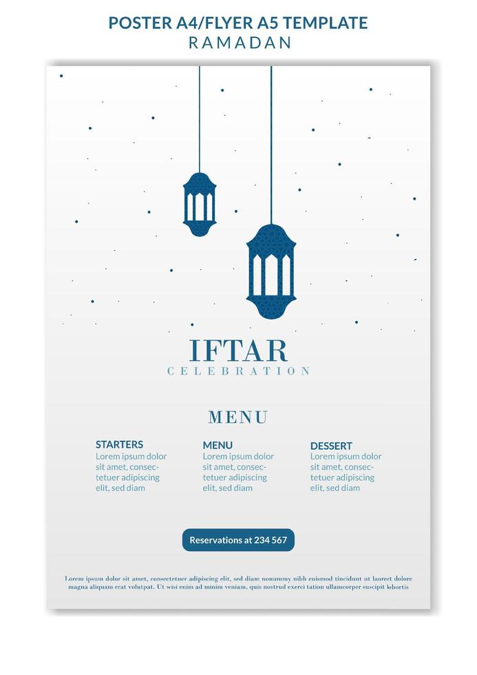 Ramadan Kareem Poster With Mosque And Lantern Free Vector