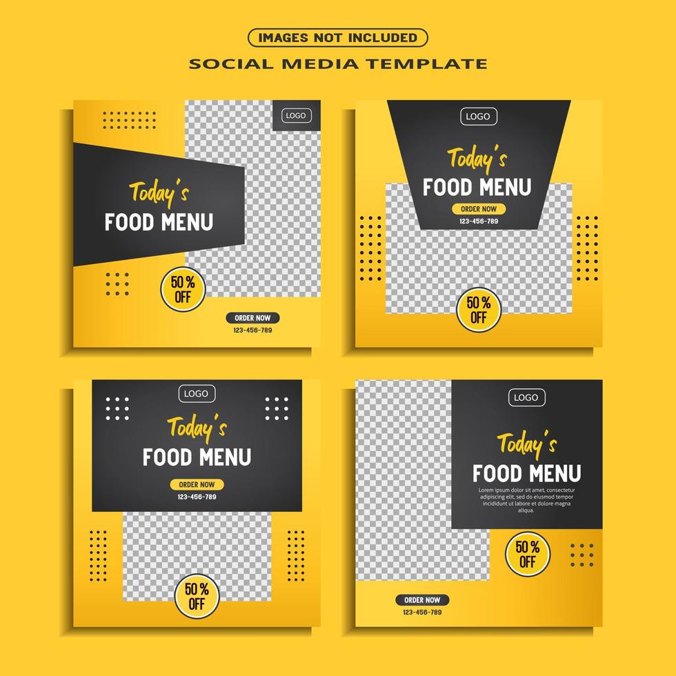 Social Media Banner Post Templates and feed posts, sales pitches, culinary promotions. vector