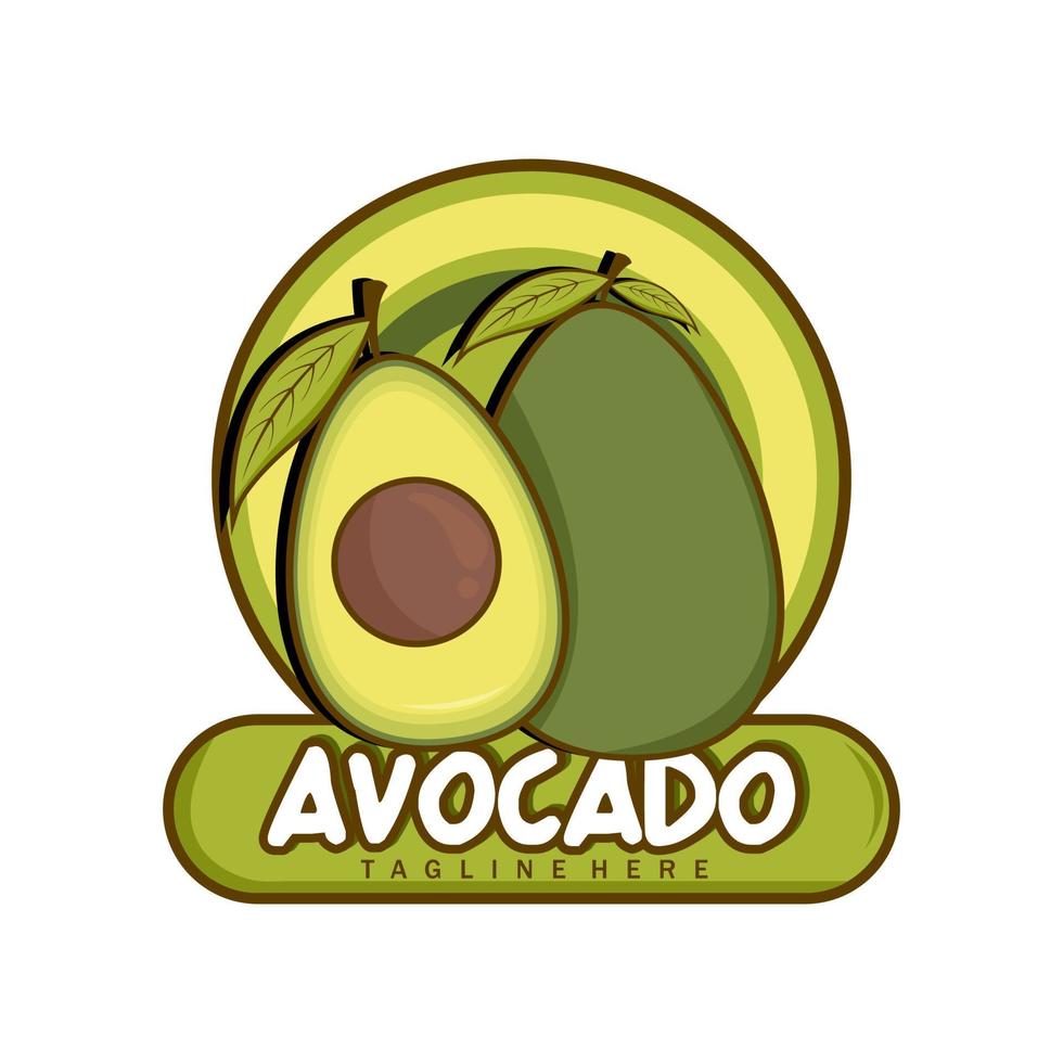 Avocado fruit logo template. Health food logotype,label, sticker vector