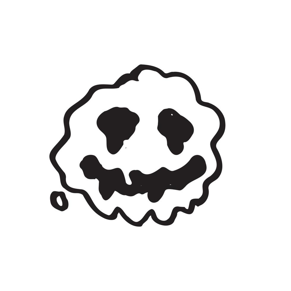 Spooky face hand drawn illustration in childlike style vector