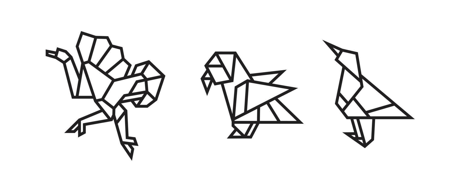 ilustraciones de aves en estilo origami vector