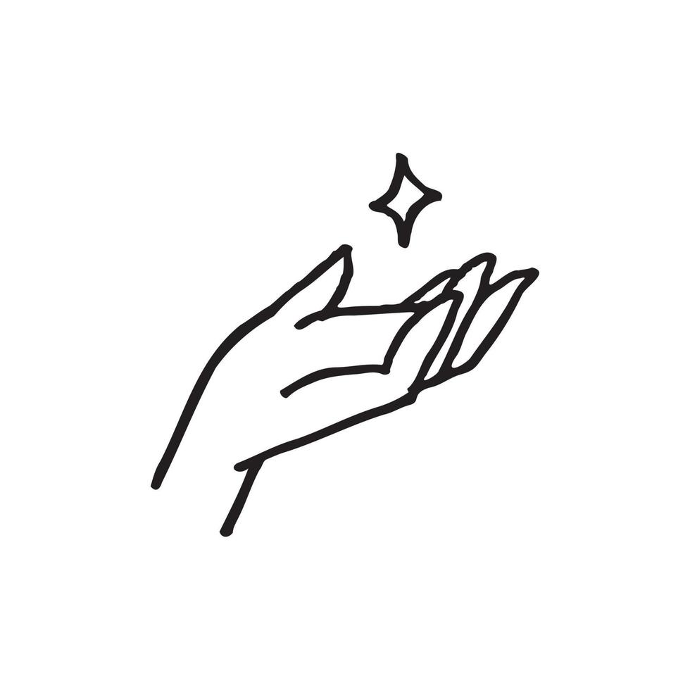 Star on the palms hand drawn illustration in childlike style vector