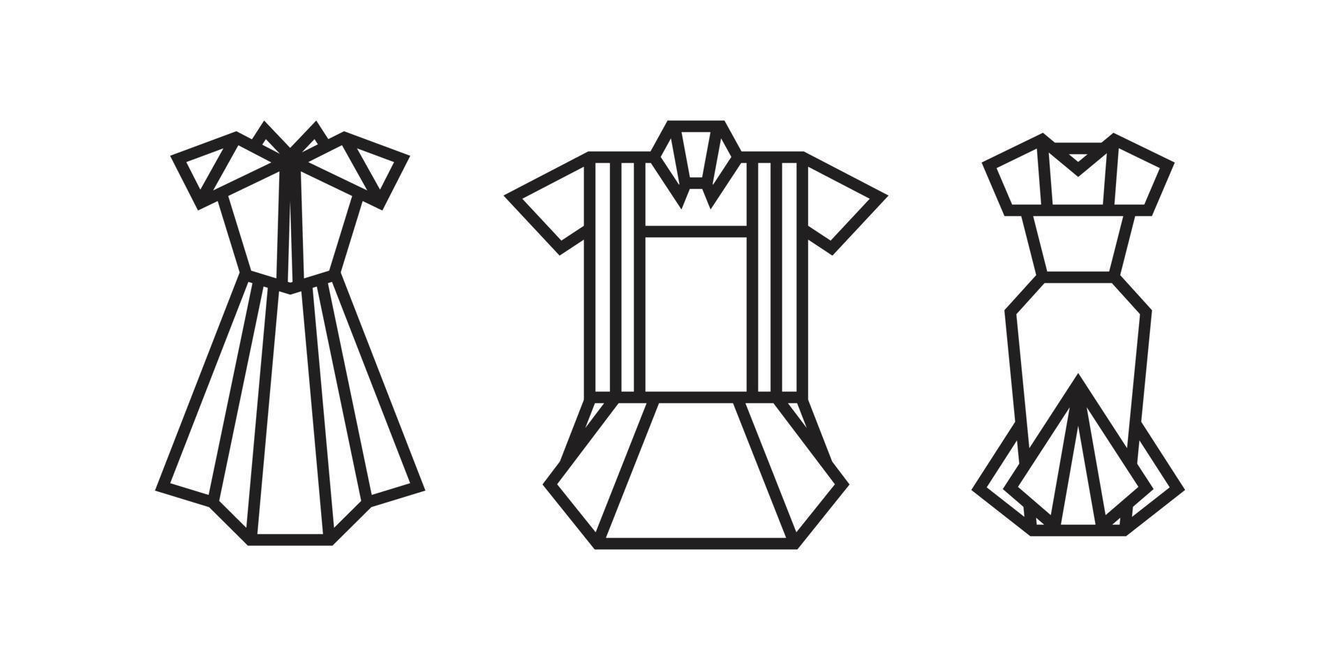 ilustraciones de ropa en estilo origami. vector
