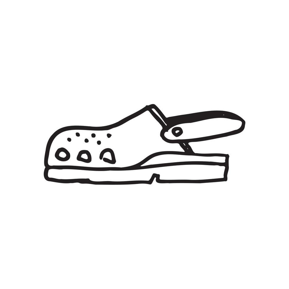 Slipper sandal hand drawn illustration in childlike style vector