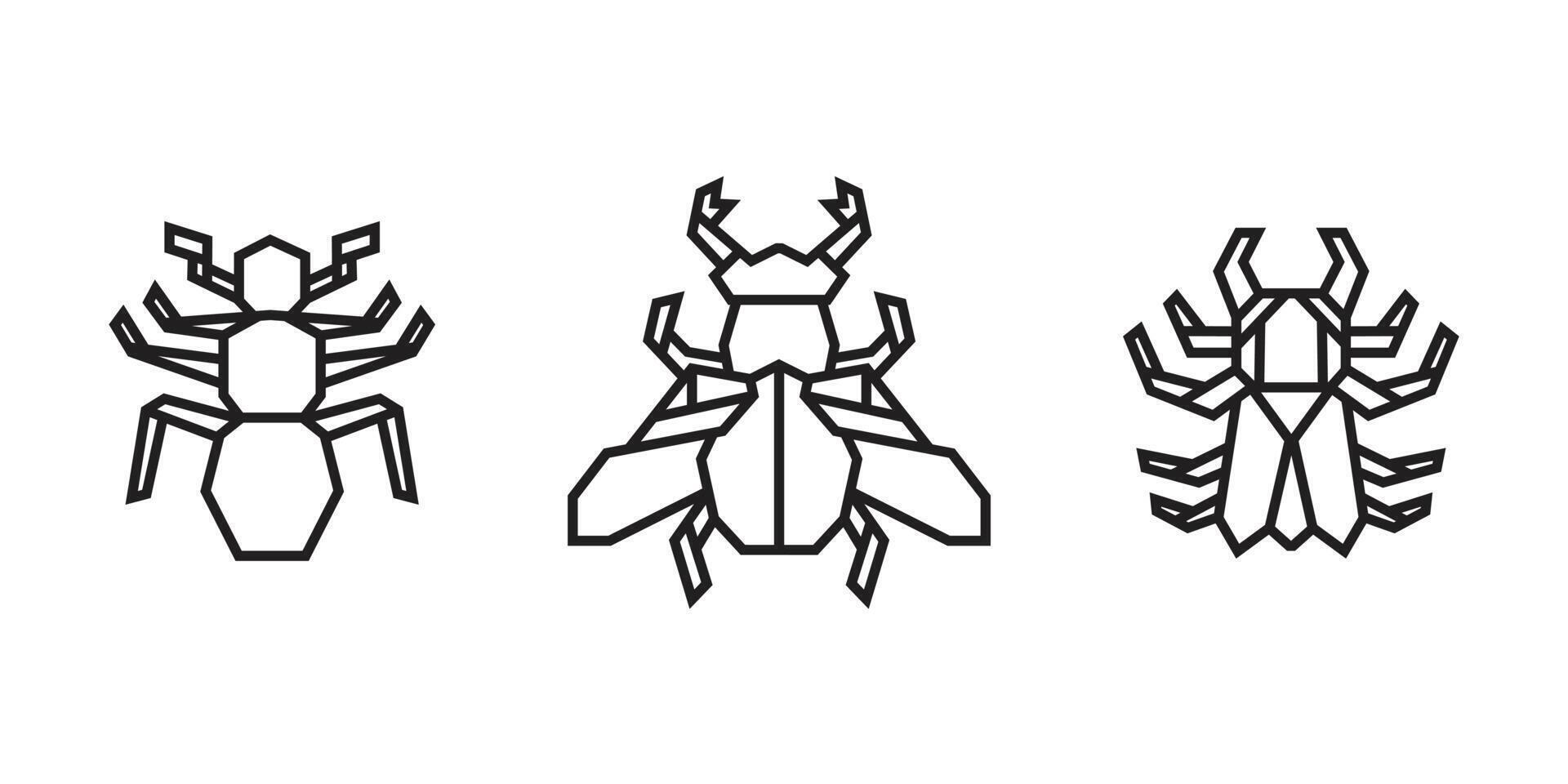 Insect illustrations in origami style vector