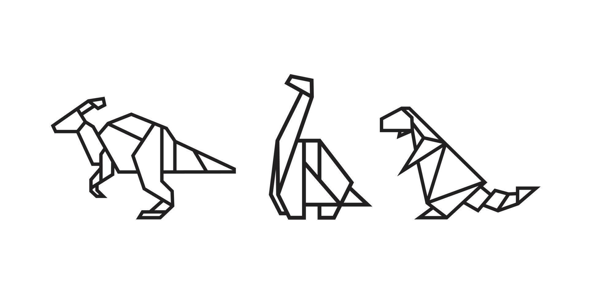 Dinosaur illustrations in origami style vector