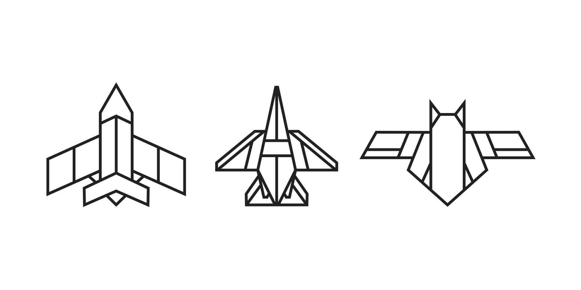 Plane illustrations in origami style vector