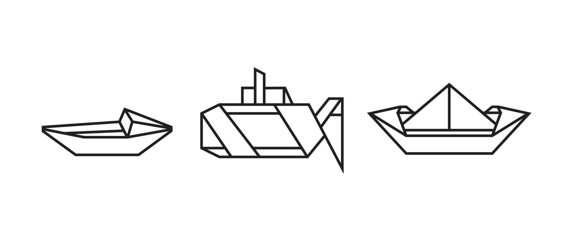 ilustraciones de barcos en estilo origami vector