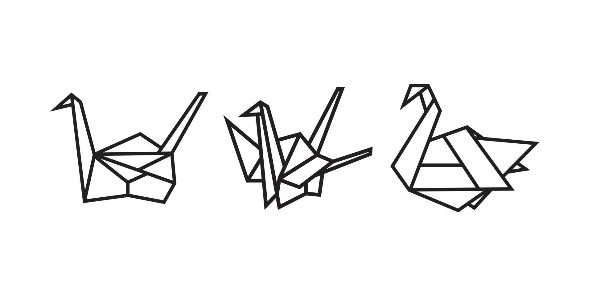ilustraciones de aves en estilo origami vector