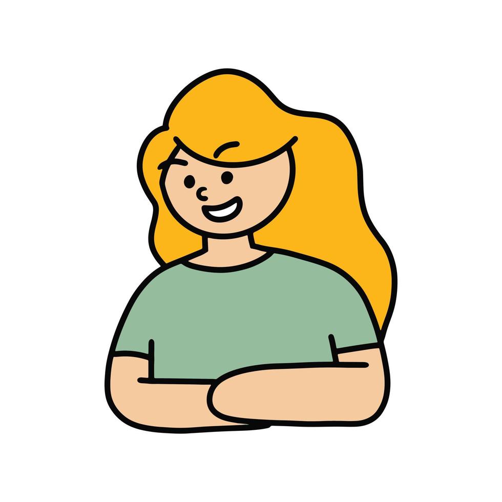 una ilustración de personaje de una mujer sonriente vector