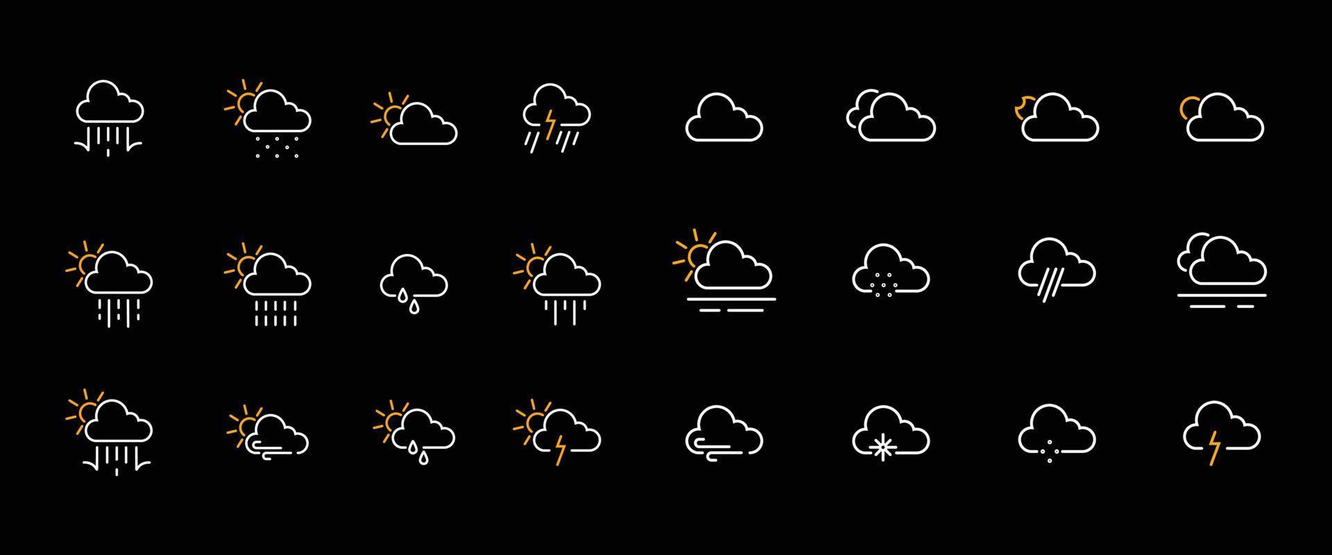iconos nublados para el pronóstico del tiempo vector
