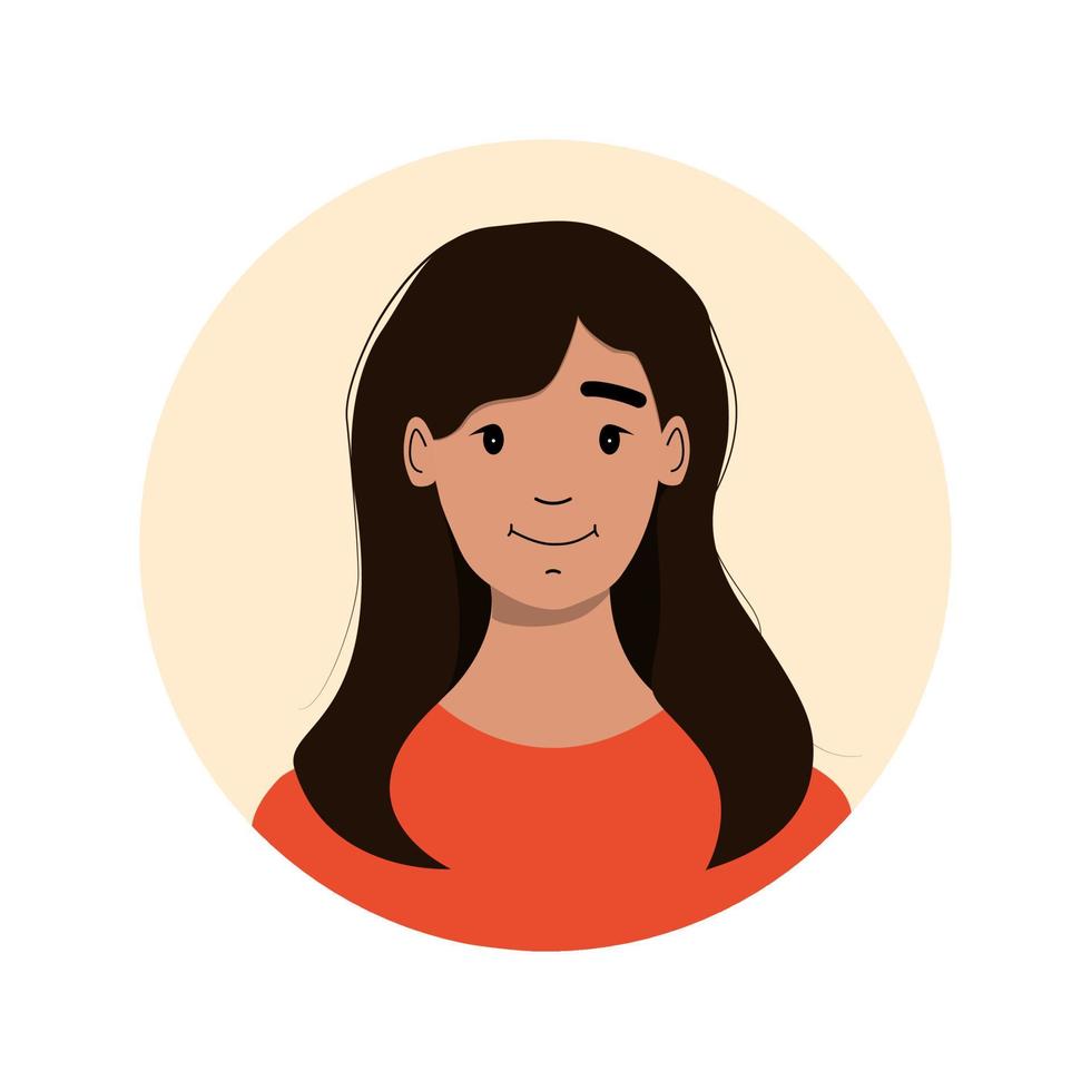 avatar femenino de la ilustración del vector en estilo plano.