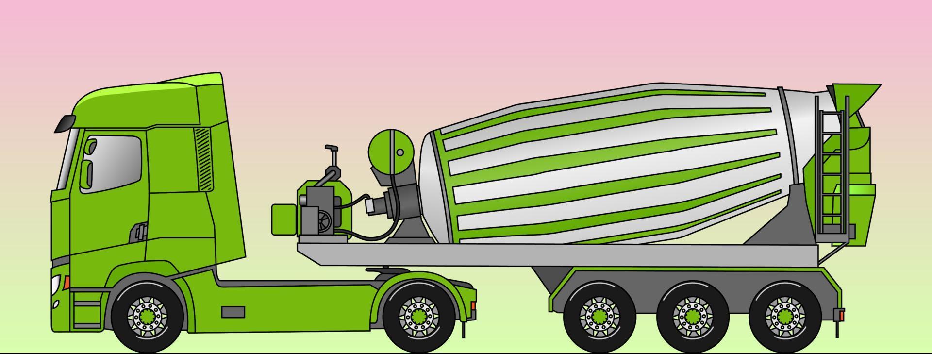 Concrete mixing truck vector. Car flat image. Industrial and construction transport. For building company, children's book, web page design, business. vector