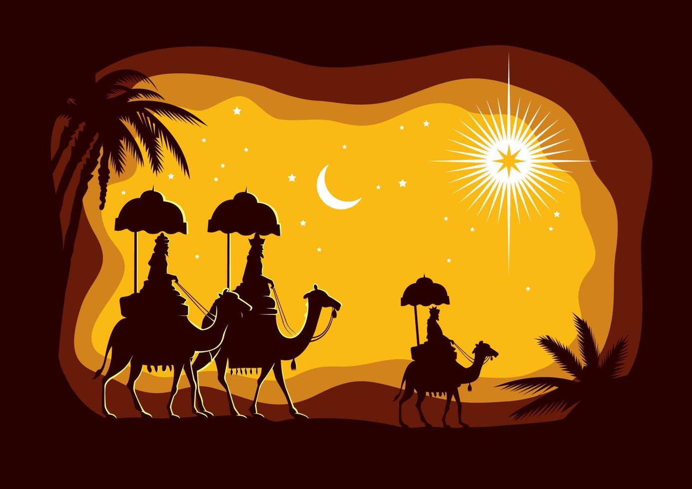 Journey to Bethlehem. Three wise man vector