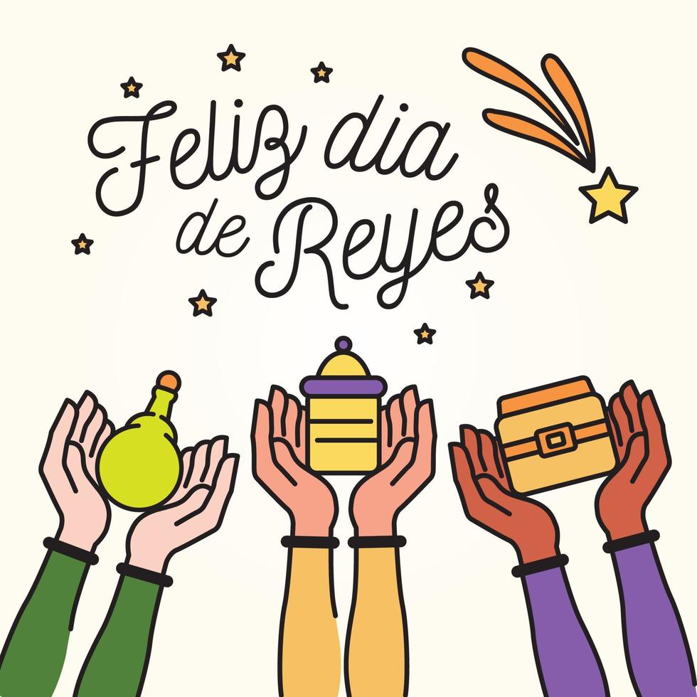 Feliz Dia De Reyes Celebration vector