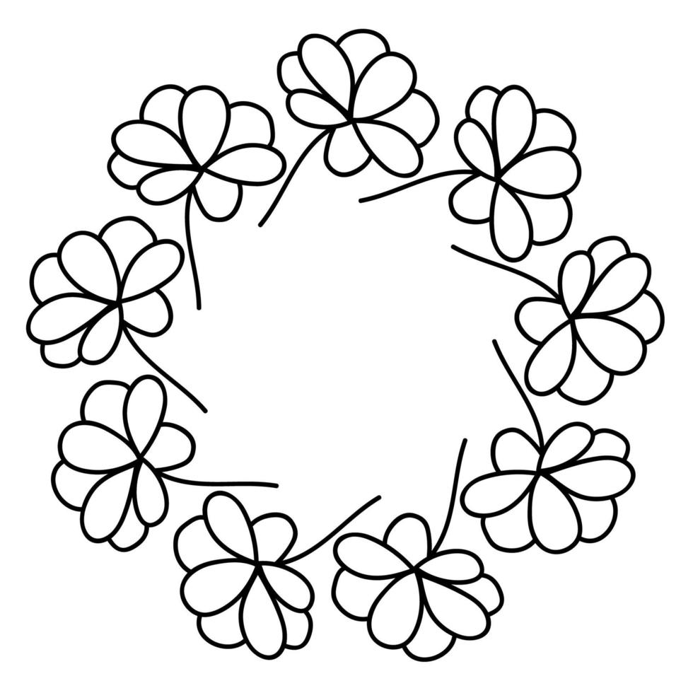 Flower wreath. Floral round frame isolated on white background. vector