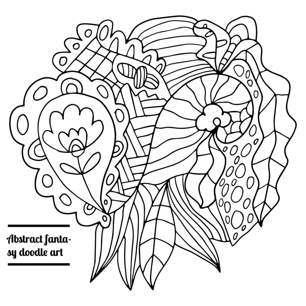 Cute abstract doodle artistic sketch isolated on white background. Crazy messy doodle art with different shapes, curls. Fantasy card. vector