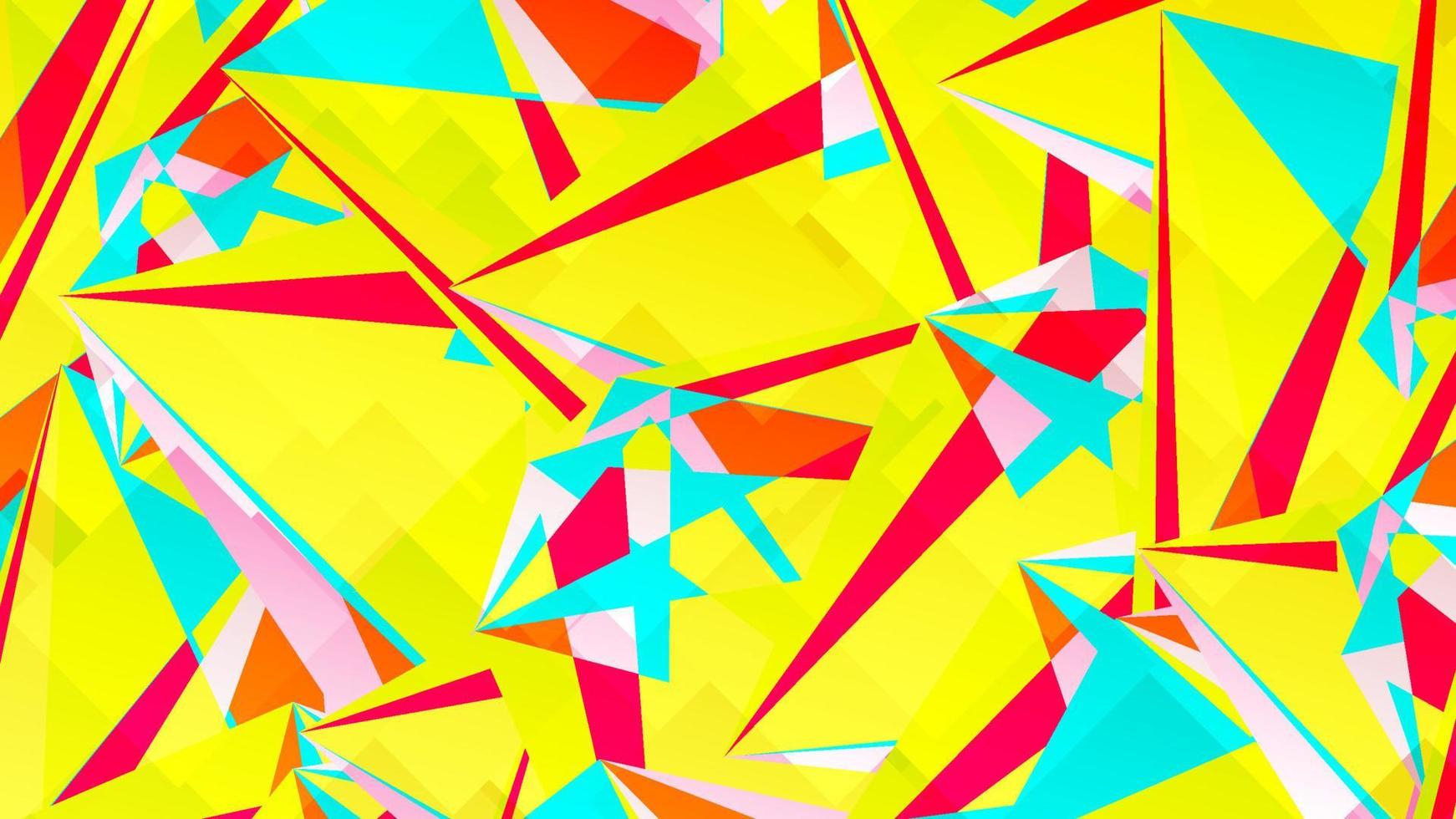 Abstract card with colorful chaotic triangles, polygons. Infinity triangular messy geometric poster. vector