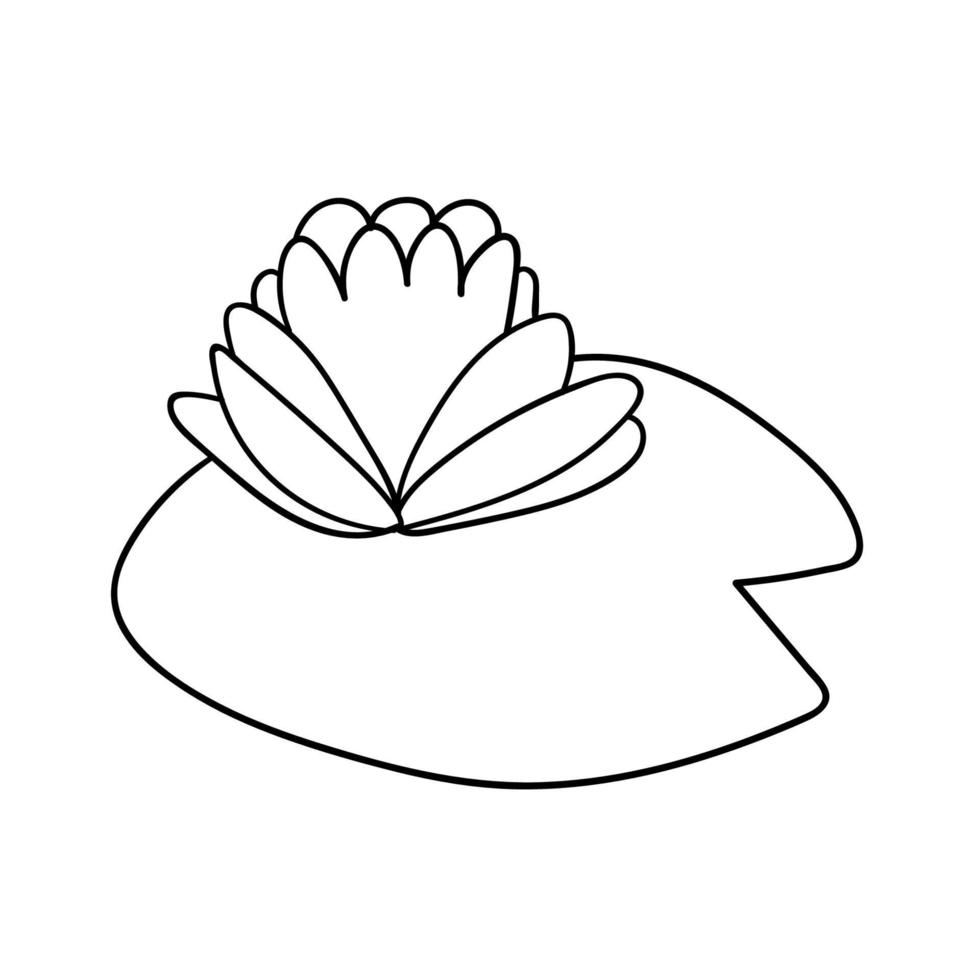 Colorful fantasy cartoon flower, water lily isolated on white background. vector