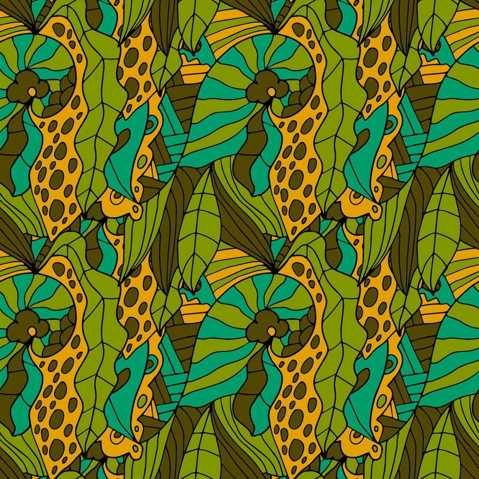 Abstract colorful doodle seamless pattern. Fantasy art background with messy shapes. vector