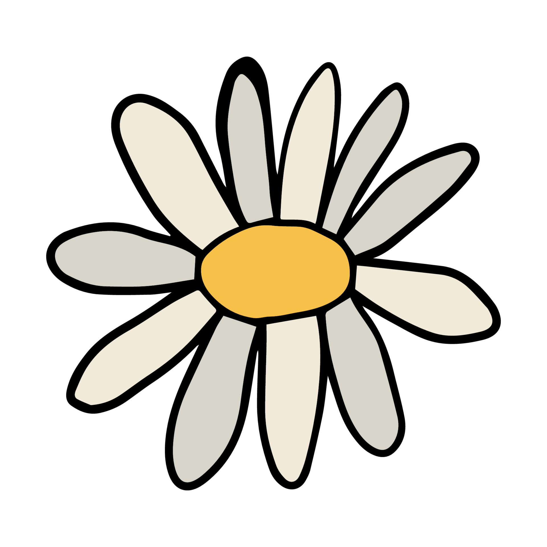 Colorful fantasy doodle cartoon daisy flower isolated on white background.  5026892 Vector Art at Vecteezy