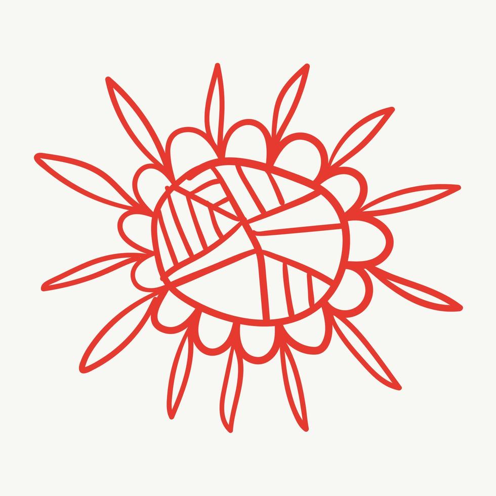 Dibujado a mano doodle flor de fantasía aislada sobre fondo blanco. vector