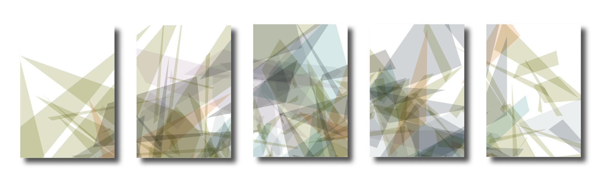 Abstract set of backgrounds with colorful chaotic triangles, polygons. Posters, covers. vector