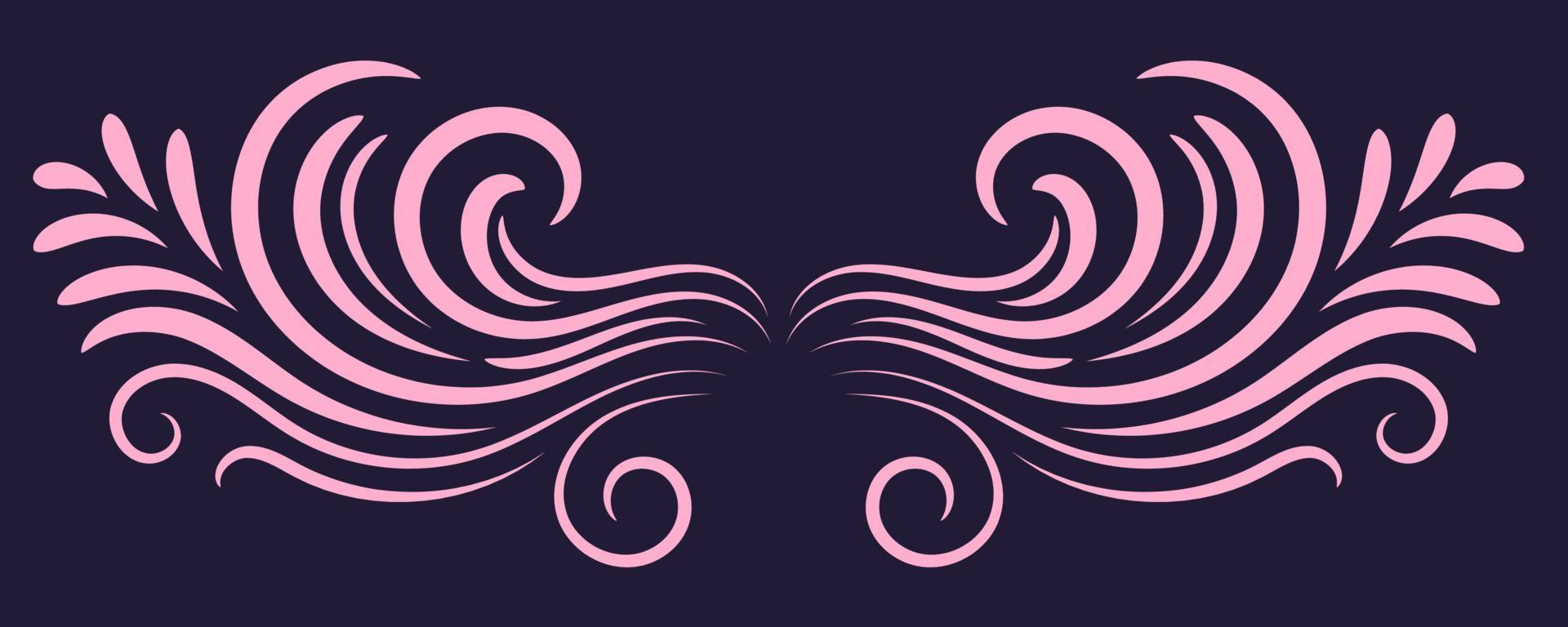 Colorful abstract curly element for design, swirl, curl. Divider, frame isolated on dark background. vector