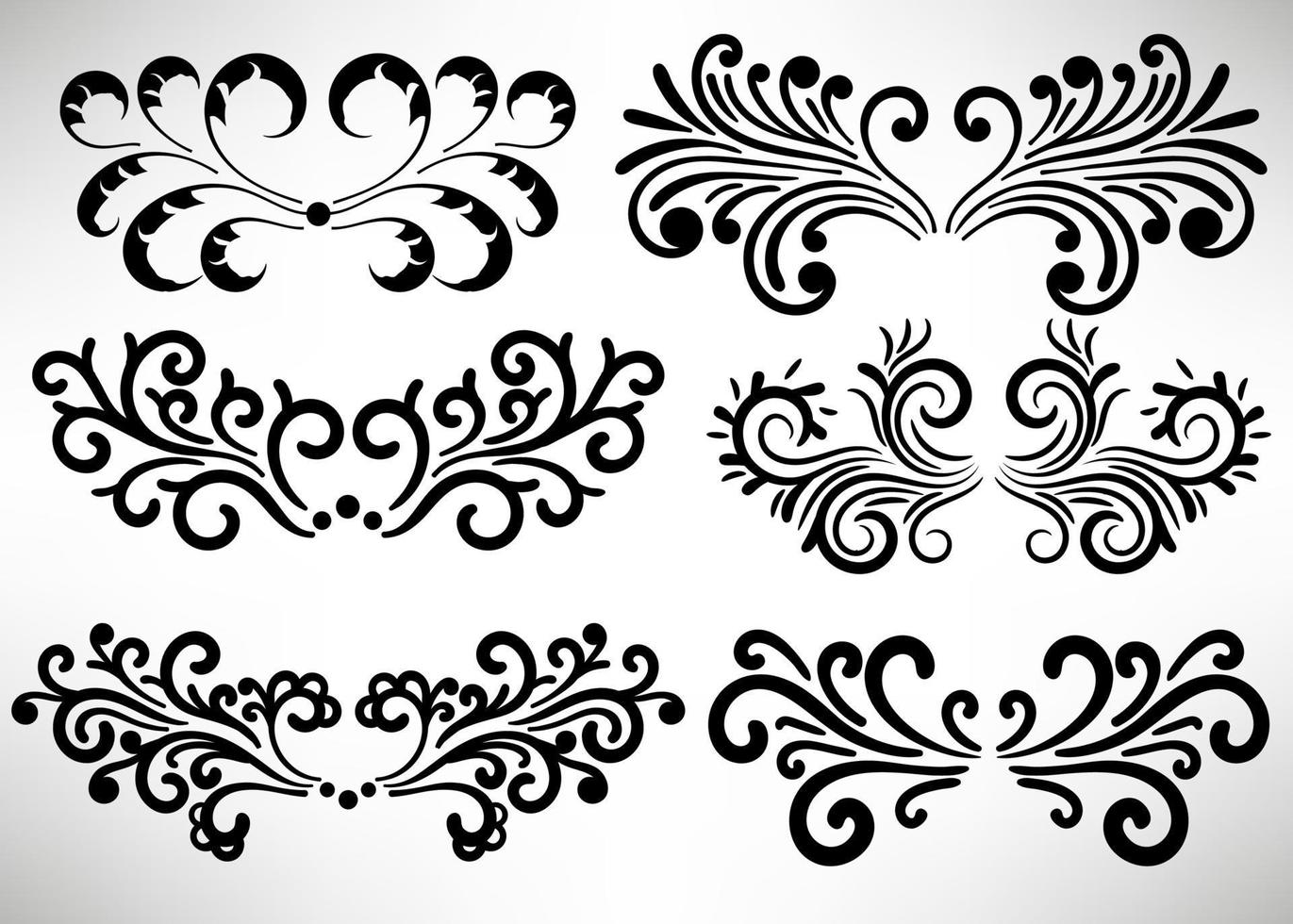 Abstract curly element set for design, swirl, curl. Divider collection. vector