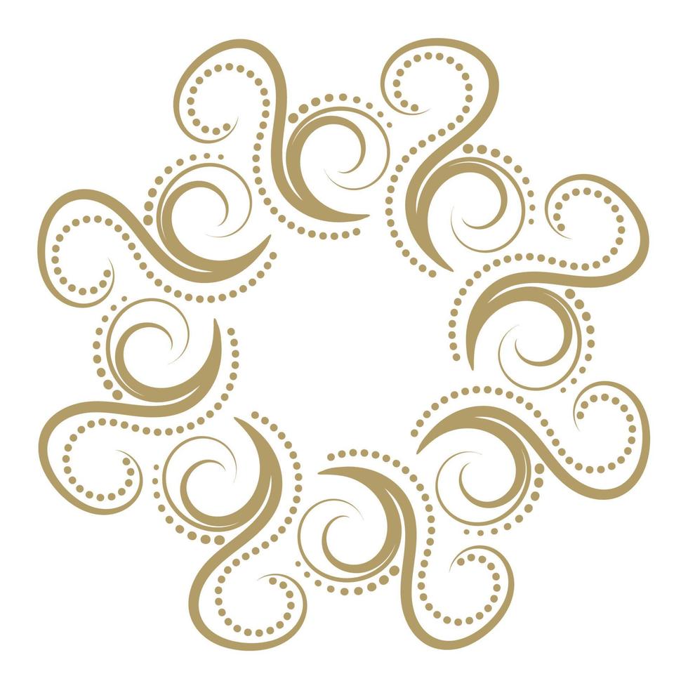 Marco de oro rizado abstracto aislado sobre fondo blanco. vector