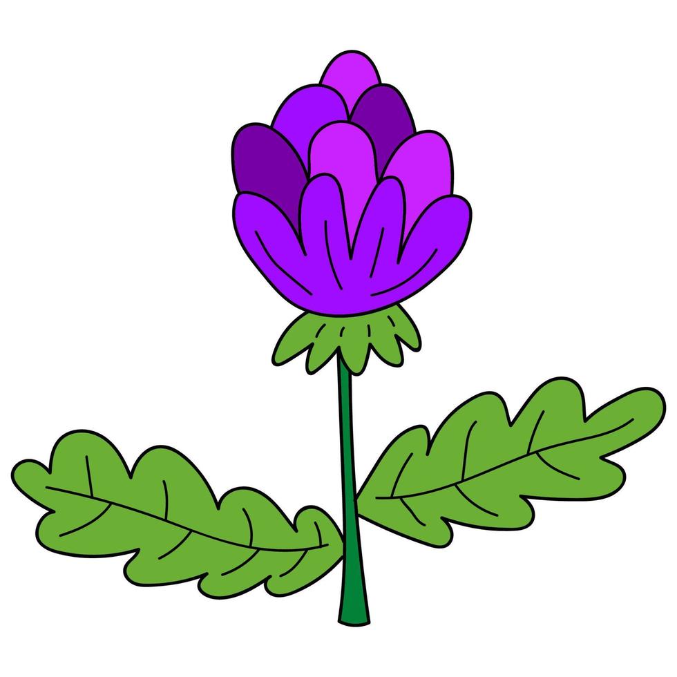 Flor colorida de la historieta del doodle de la fantasía aislada en el fondo blanco. vector