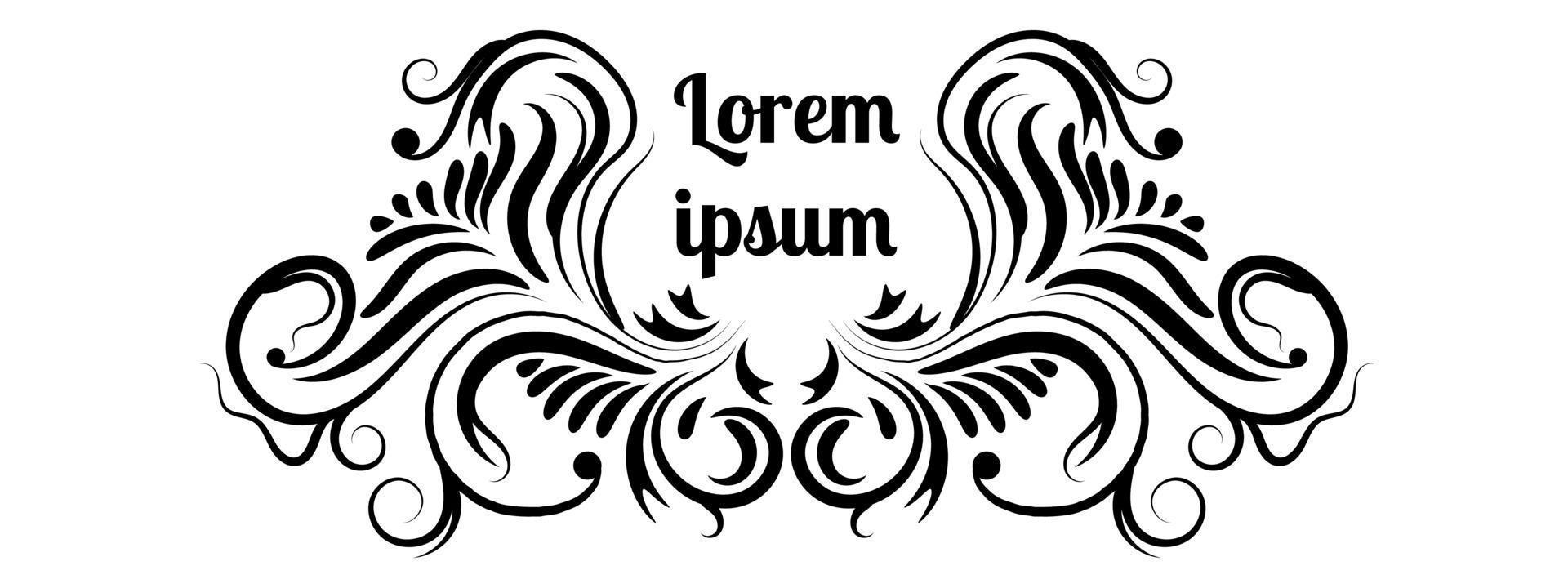 Abstract colorful curly element for design, swirl, curl, divider. Fantasy black floral curly shapes. Card. logo. vector