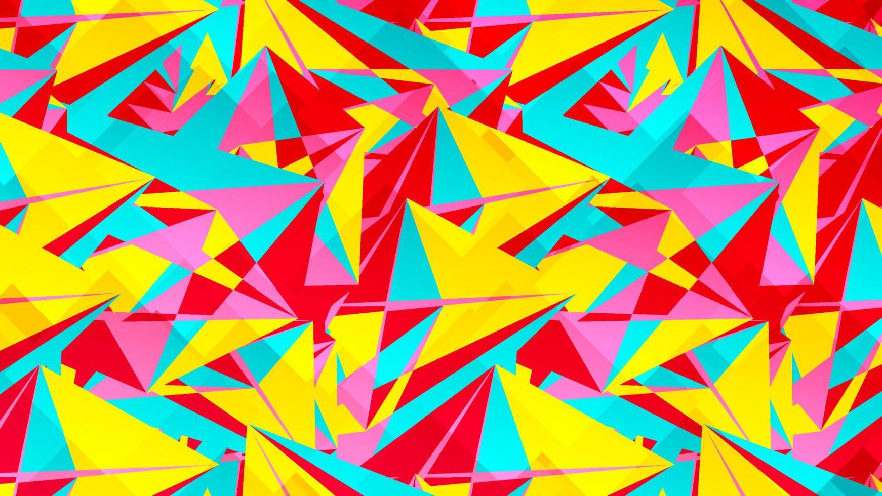 tarjeta abstracta con coloridos triángulos caóticos, polígonos. cartel geométrico desordenado triangular infinito. vector