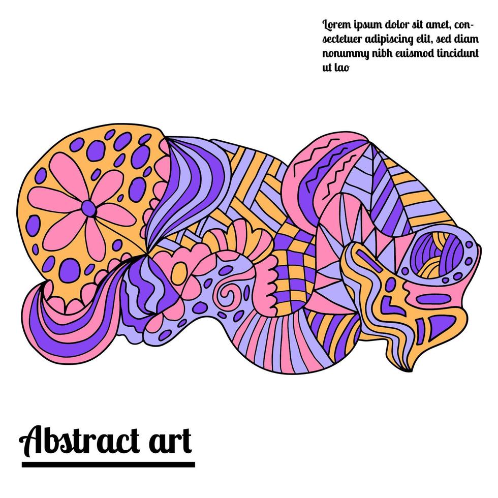Cute abstract doodle artistic sketch isolated on white background. Crazy messy doodle art with different shapes, curls. Fantasy card. vector