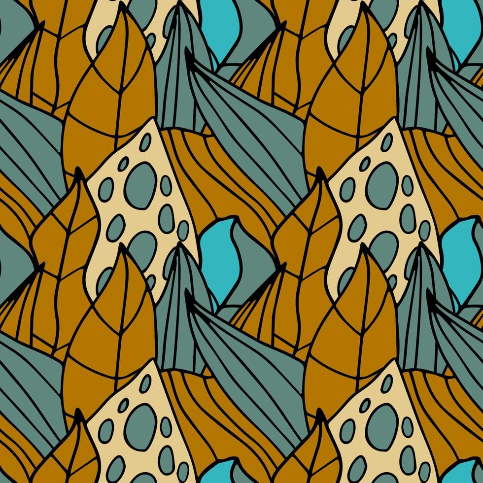 Abstract colorful doodle seamless pattern. Fantasy art background with messy shapes. vector