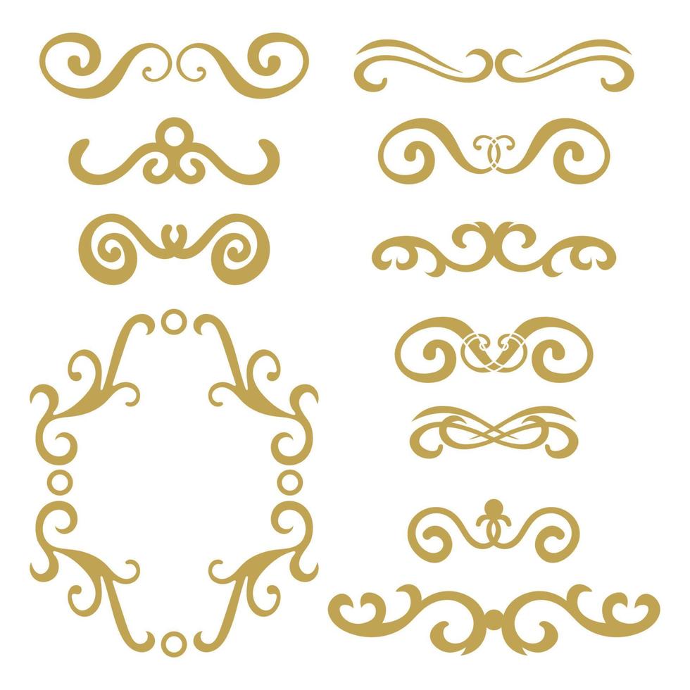 Abstract  curly design element set isolated on white background. Dividers in retro style. Hand drawn swirls. vector