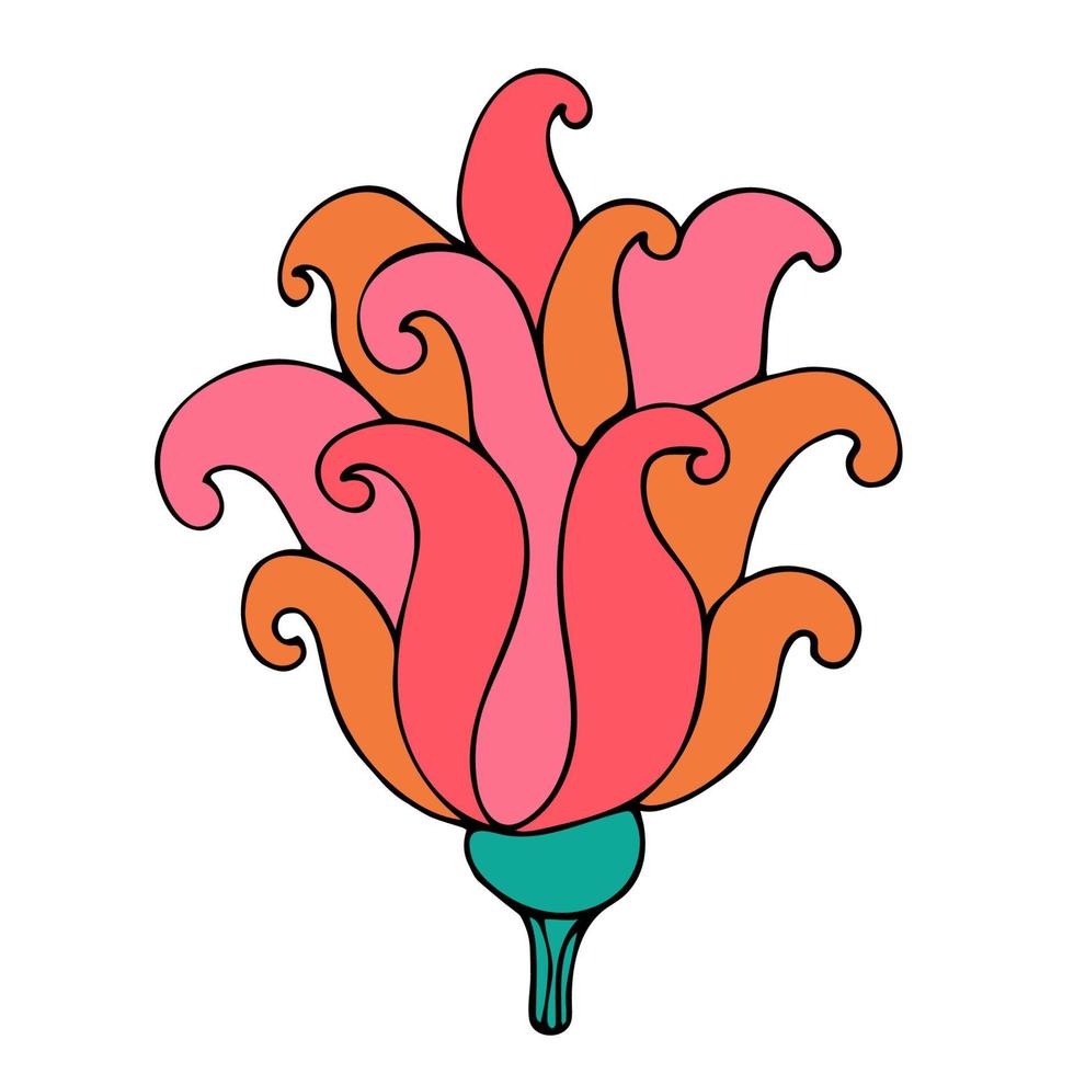 flor de fantasía colorida aislada sobre fondo blanco. vector